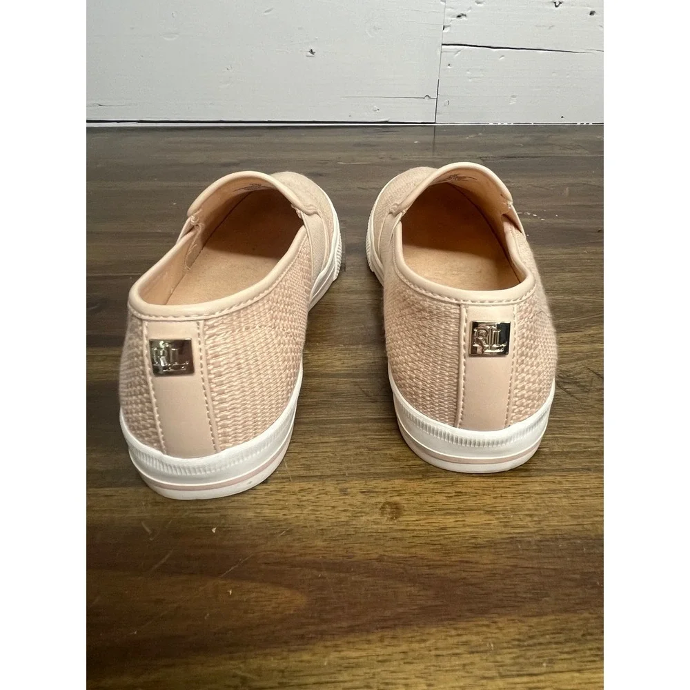 Lauren Ralph Lauren Jinny Pink Faux Straw Slip On Sneakers 5.5‎ B JINNY-SK-VLC
